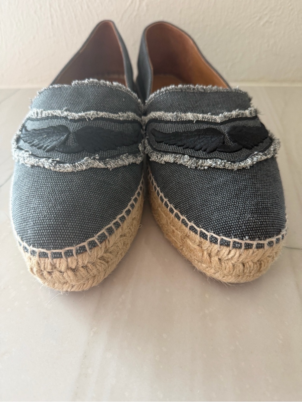 Women ZADIG & VOLTAIRE NWOB cotton canvas espadrilles-Gray-Sz 41, US 10